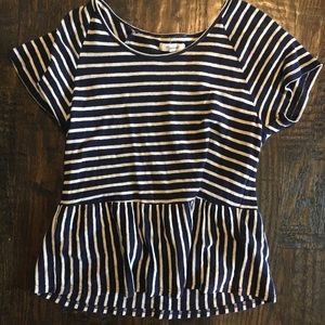 Madewell Navy Striped peplum tee